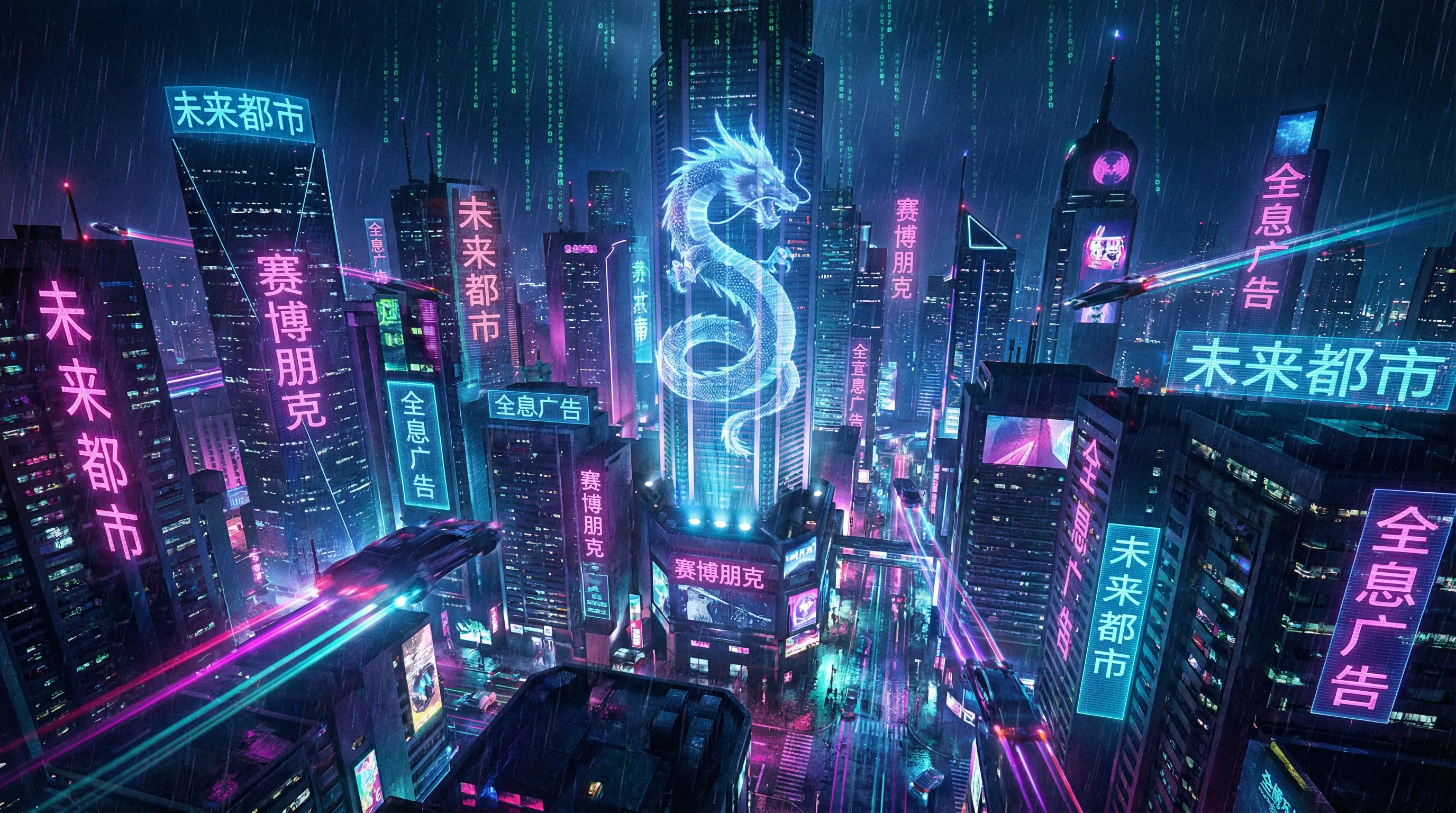 澳门新葡京娱乐城霓虹都市赛博朋克城市夜景